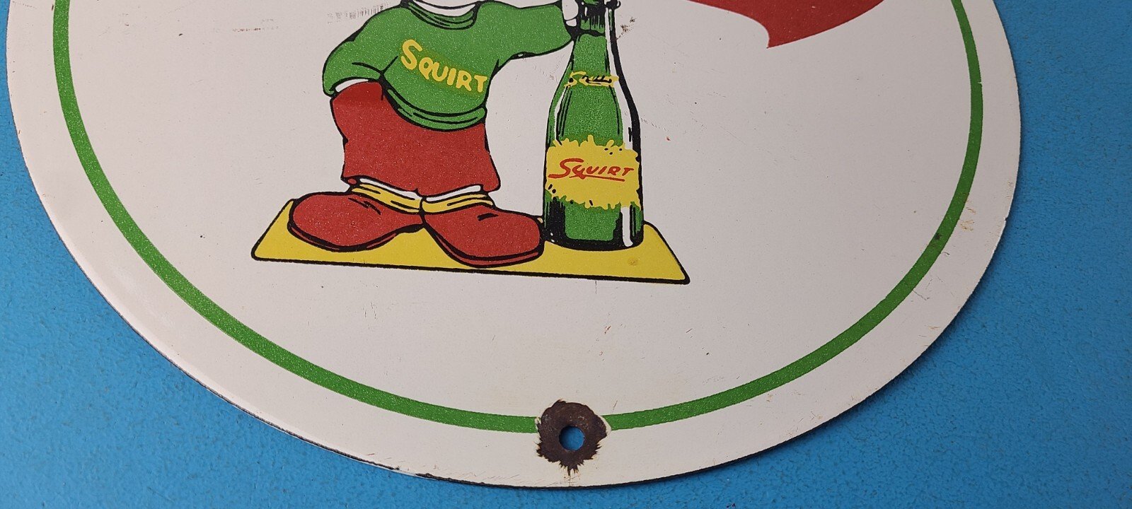 Vintage Squirt Soda Boy Sign - Gas Pump Wall Service Sales Porcelain Sign - Image 7