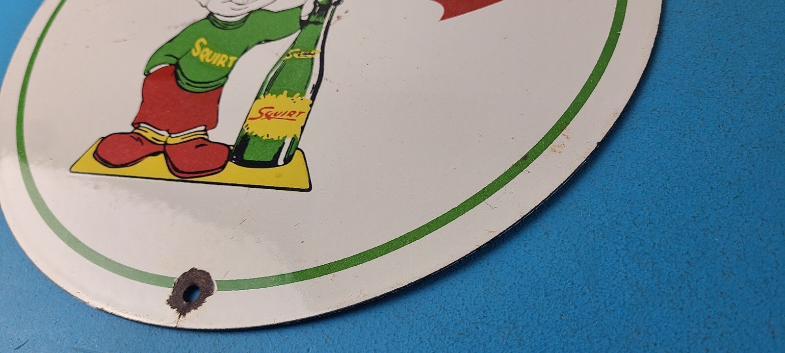 Vintage Squirt Soda Boy Sign - Gas Pump Wall Service Sales Porcelain Sign - Image 10