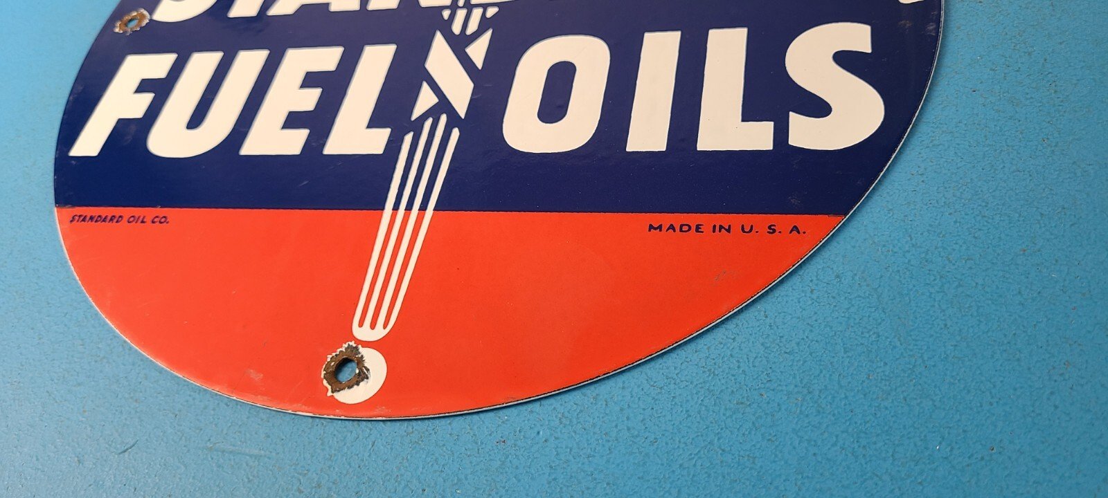 Vintage Standard Fuels Oils Sign - Porcelain Torch Graphic Gas Pump Plate Sign - Image 10