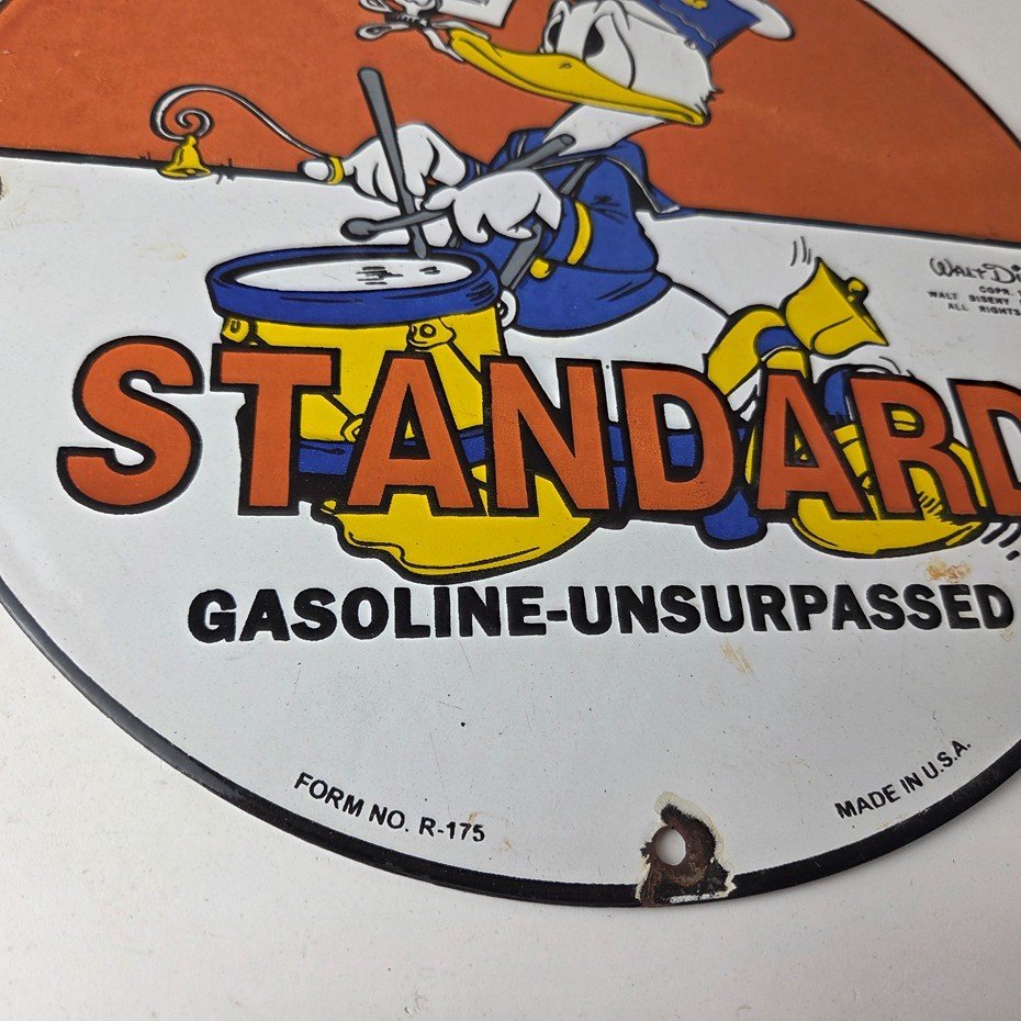 Vintage Standard Gasoline Sign - Porcelain Gas Oil Pump Plate Walt Disney Sign - Image 11