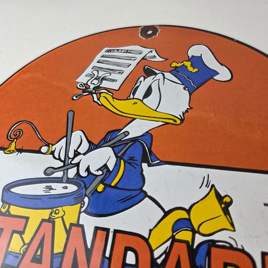 Vintage Standard Gasoline Sign - Porcelain Gas Oil Pump Plate Walt Disney Sign - Image 12