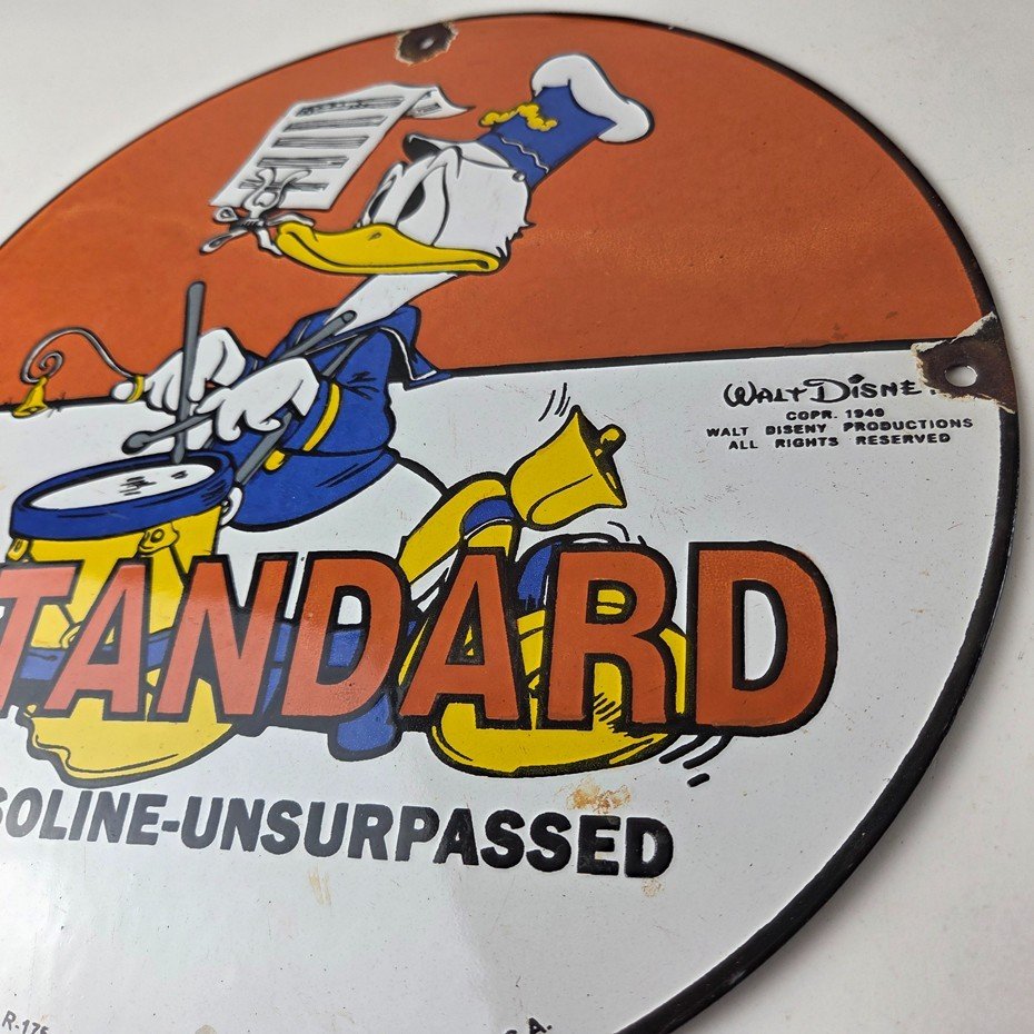 Vintage Standard Gasoline Sign - Porcelain Gas Oil Pump Plate Walt Disney Sign - Image 13