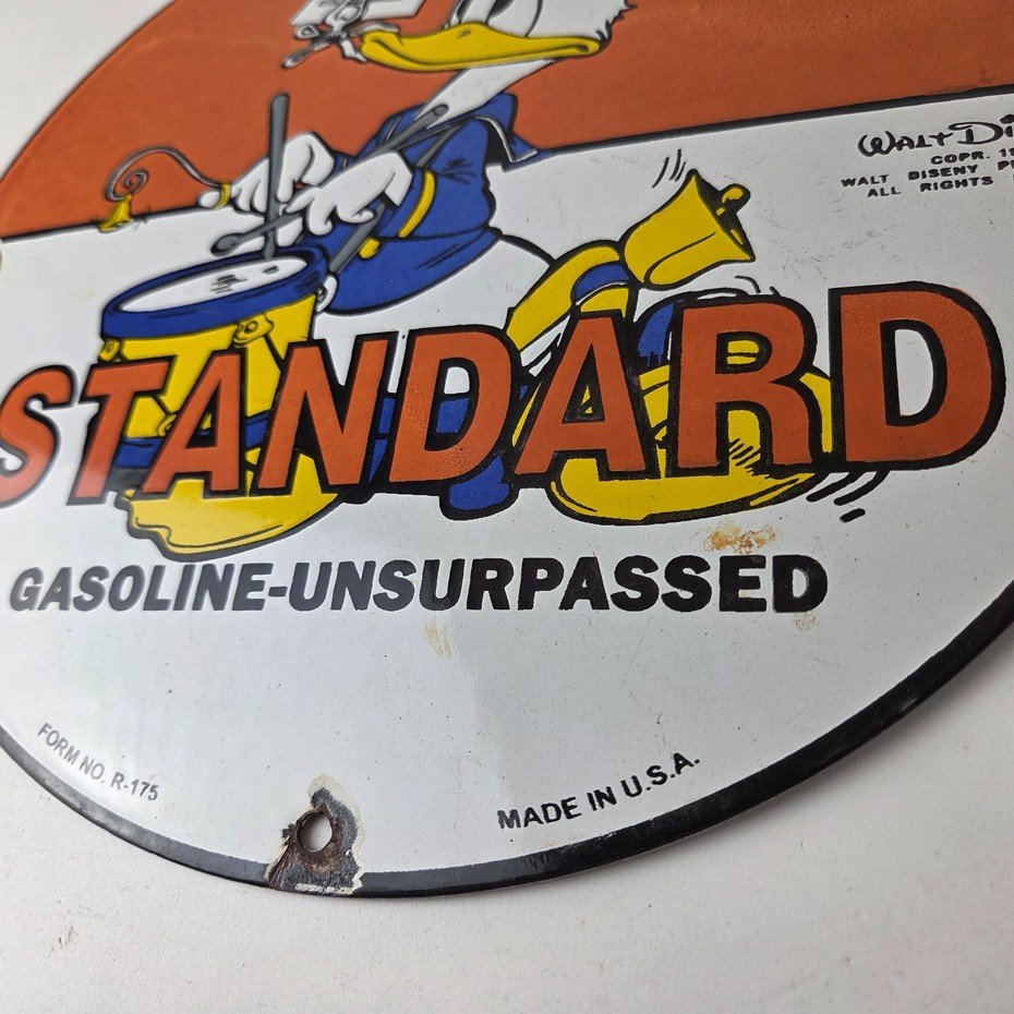 Vintage Standard Gasoline Sign - Porcelain Gas Oil Pump Plate Walt Disney Sign - Image 14