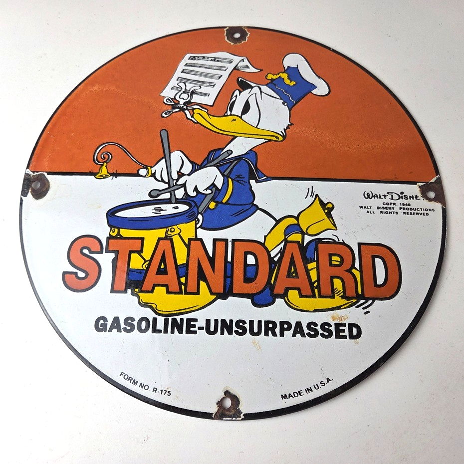 Vintage Standard Gasoline Sign - Porcelain Gas Oil Pump Plate Walt Disney Sign - Image 15