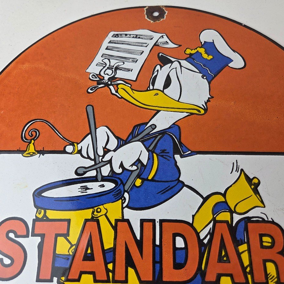Vintage Standard Gasoline Sign - Porcelain Gas Oil Pump Plate Walt Disney Sign - Image 3