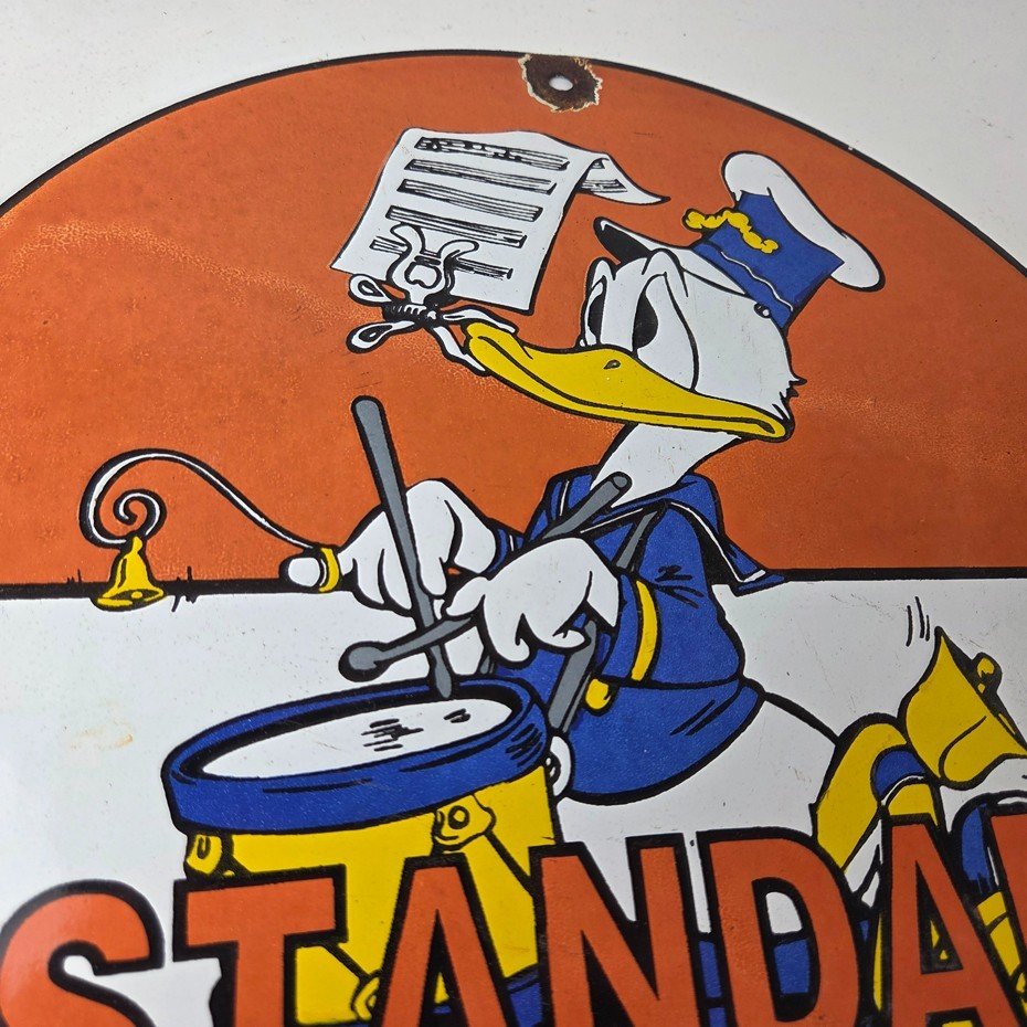 Vintage Standard Gasoline Sign - Porcelain Gas Oil Pump Plate Walt Disney Sign - Image 5