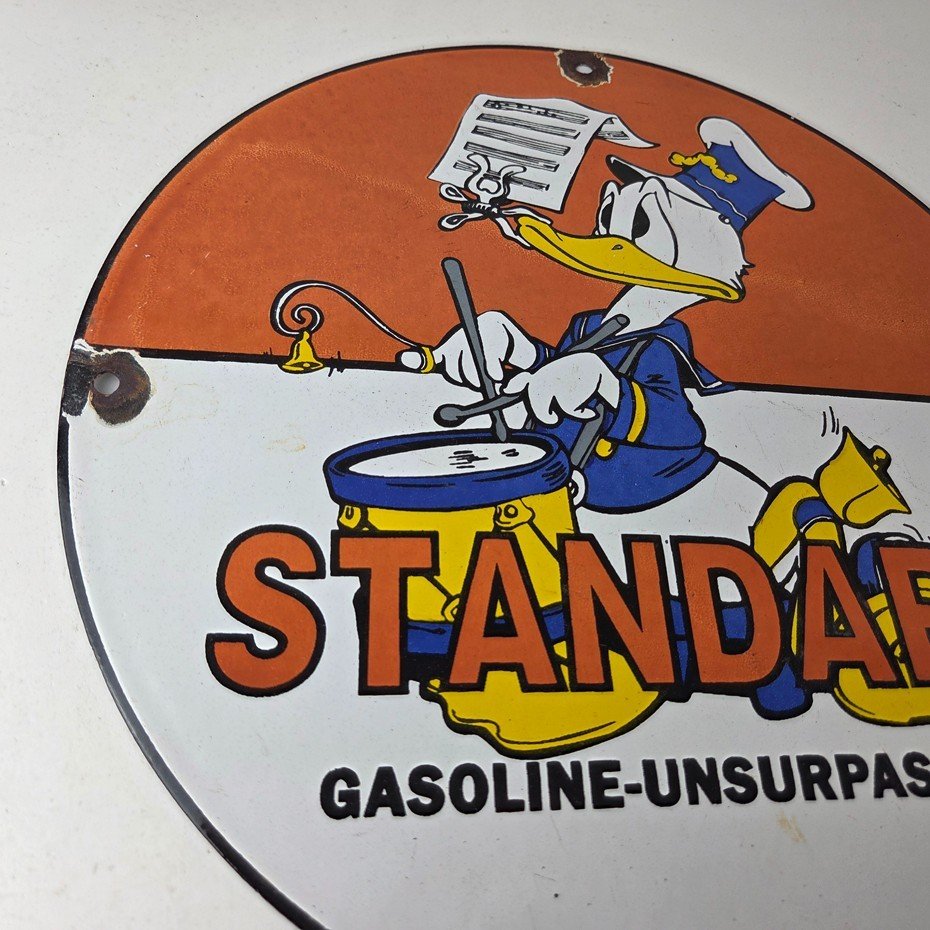 Vintage Standard Gasoline Sign - Porcelain Gas Oil Pump Plate Walt Disney Sign - Image 6