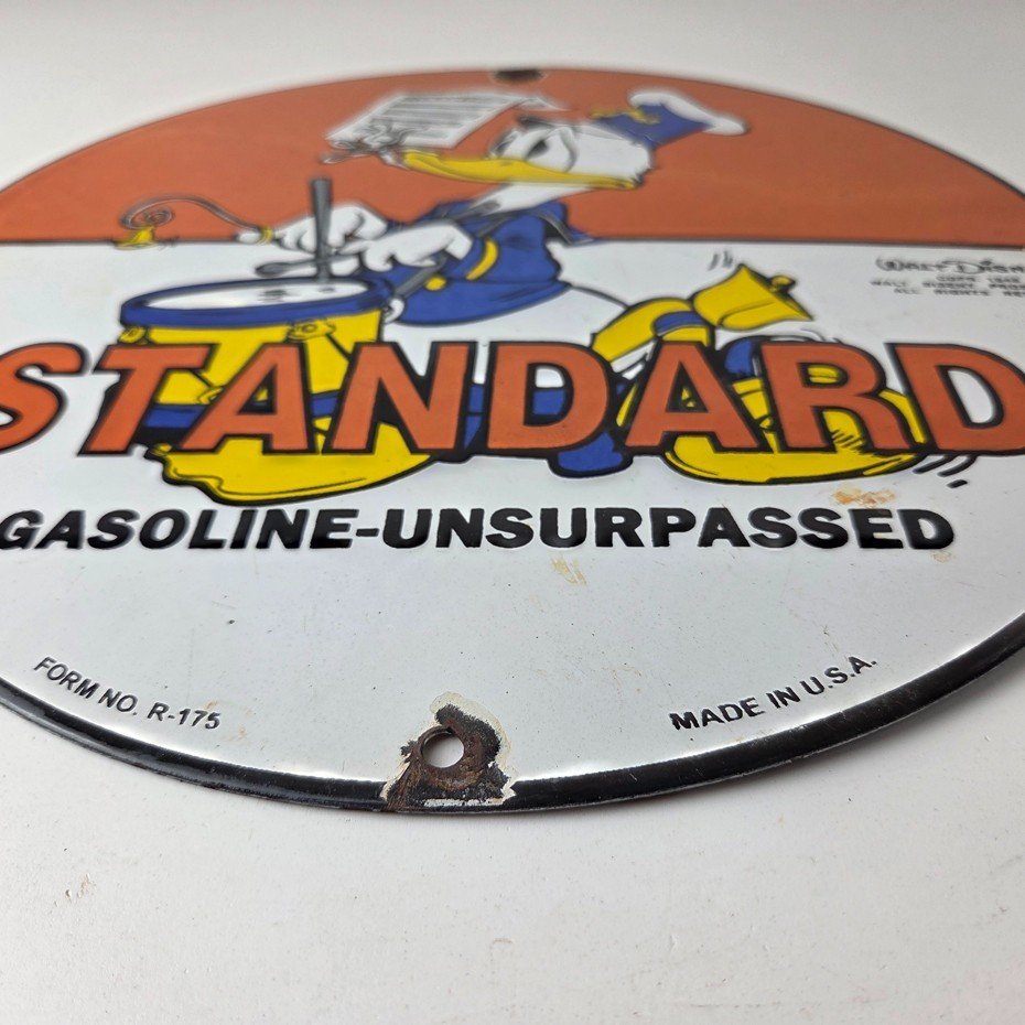Vintage Standard Gasoline Sign - Porcelain Gas Oil Pump Plate Walt Disney Sign - Image 10