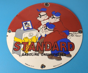 Vintage Standard Gasoline Sign Porcelain Walt Disney Gas Oil Pump Plate Sign 305860682567