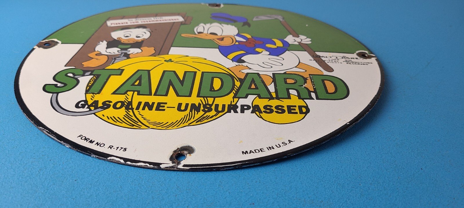 Vintage Standard Gasoline Sign - Unsurpassed Walt Disney Gas Pump Porcelain Sign - Image 11