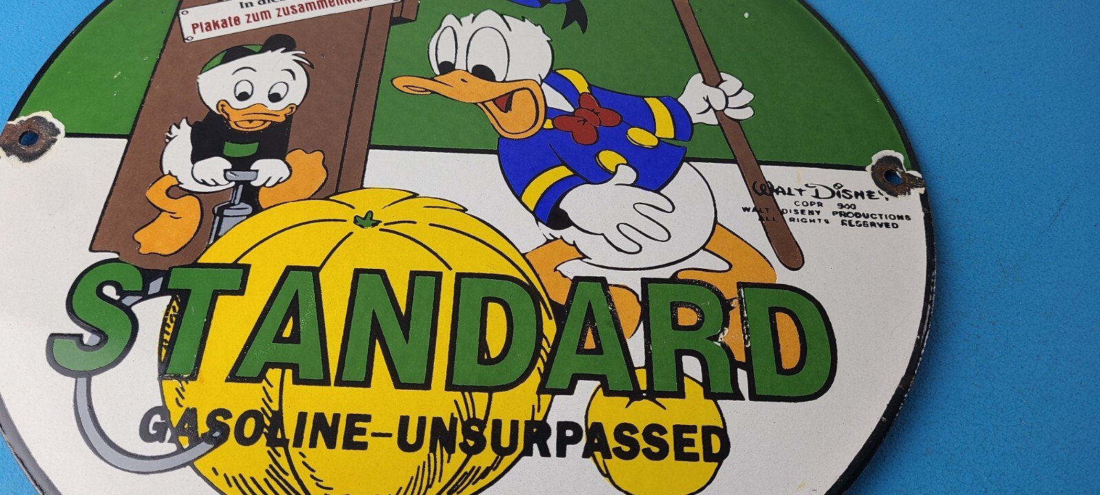 Vintage Standard Gasoline Sign - Unsurpassed Walt Disney Gas Pump Porcelain Sign - Image 12