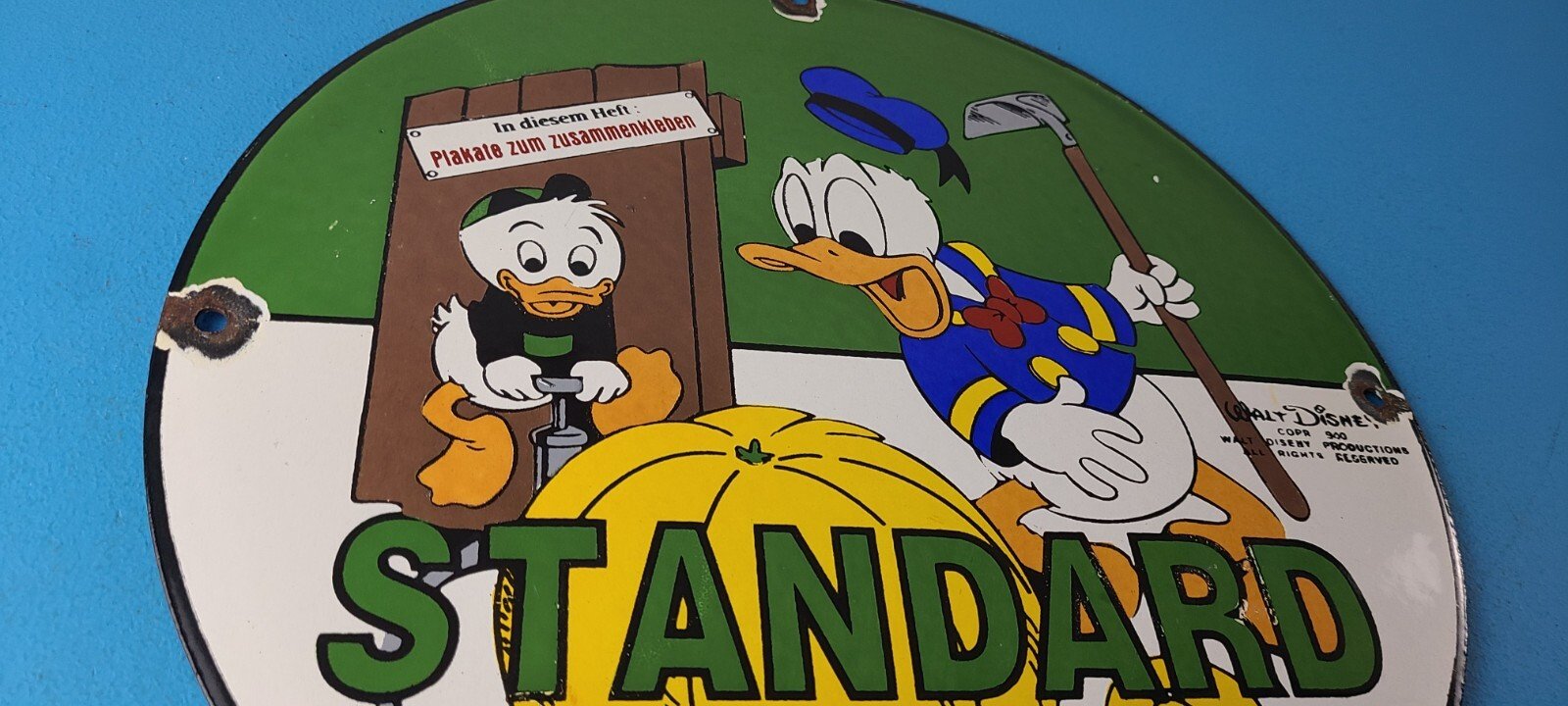 Vintage Standard Gasoline Sign - Unsurpassed Walt Disney Gas Pump Porcelain Sign - Image 6