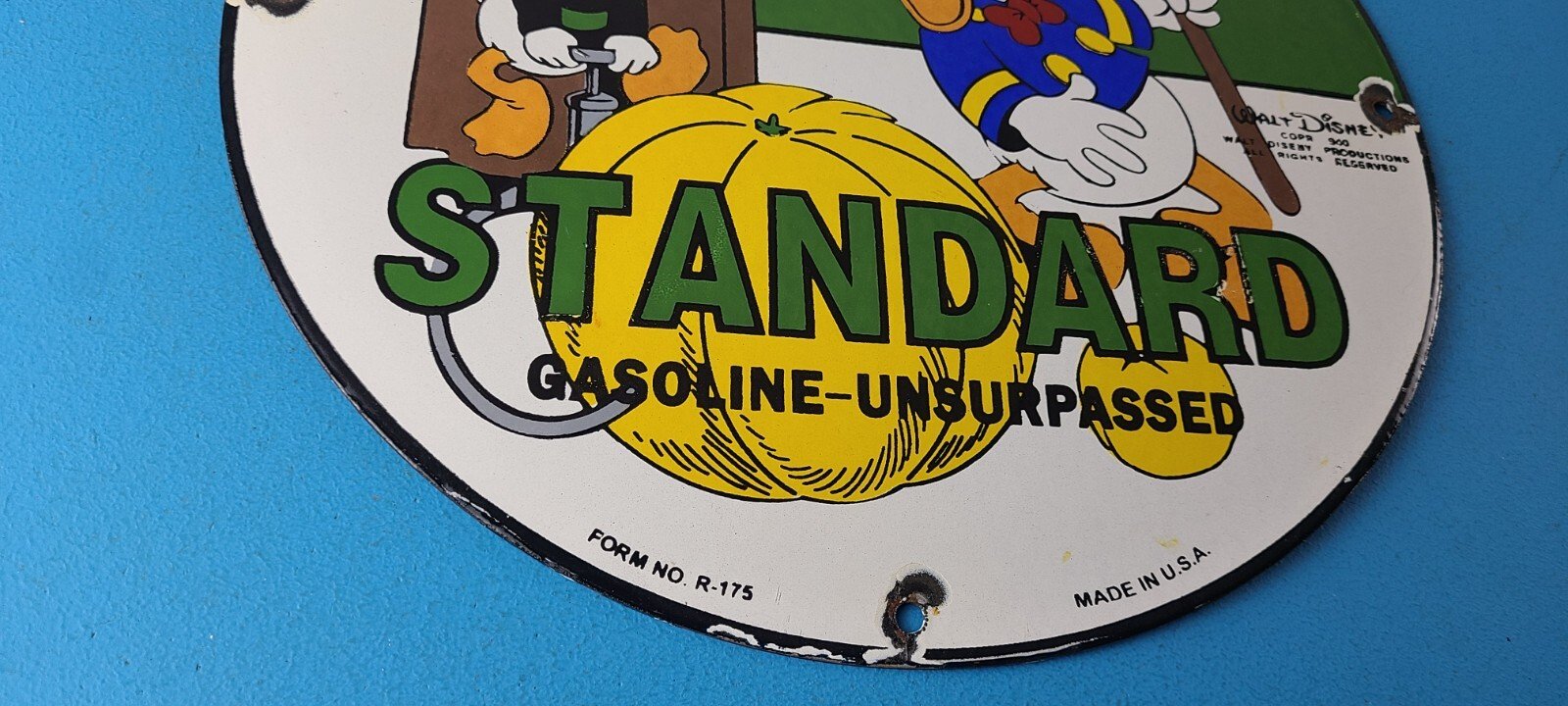 Vintage Standard Gasoline Sign - Unsurpassed Walt Disney Gas Pump Porcelain Sign - Image 7