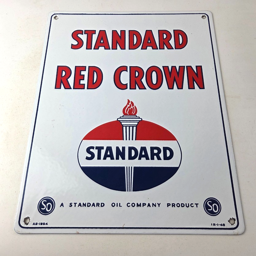 Vintage Standard Red Crown Sign - Porcelain Torch Gas Motor Oil Pump Plate Sign - Image 15