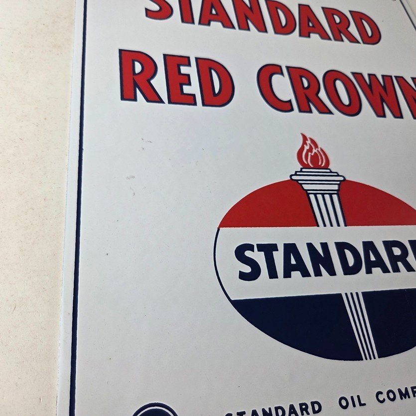 Vintage Standard Red Crown Sign - Porcelain Torch Gas Motor Oil Pump Plate Sign - Image 6