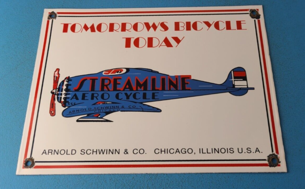 Vintage Streamline Aircraft Sign Aviation Hangar Gas Pump Porcelain Sign