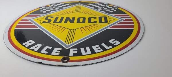 Vintage Sunoco Racing Sign - Gas Service Station Porcelain Sign - Image 11