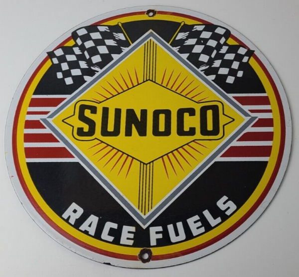 Vintage Sunoco Racing Sign - Gas Service Station Porcelain Sign - Image 12