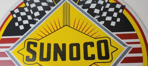 Vintage Sunoco Racing Sign - Gas Service Station Porcelain Sign - Image 3