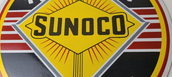 Vintage Sunoco Racing Sign - Gas Service Station Porcelain Sign - Image 4