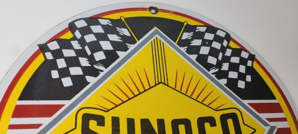 Vintage Sunoco Racing Sign - Gas Service Station Porcelain Sign - Image 5