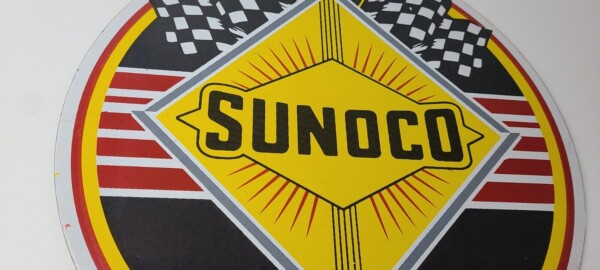 Vintage Sunoco Racing Sign - Gas Service Station Porcelain Sign - Image 6