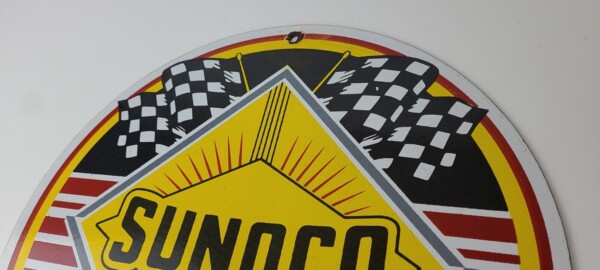 Vintage Sunoco Racing Sign - Gas Service Station Porcelain Sign - Image 8