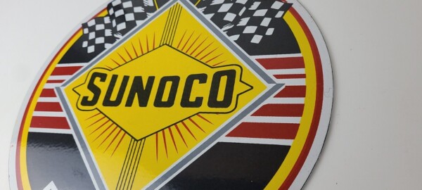 Vintage Sunoco Racing Sign - Gas Service Station Porcelain Sign - Image 9