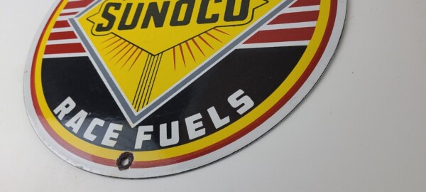 Vintage Sunoco Racing Sign - Gas Service Station Porcelain Sign - Image 10