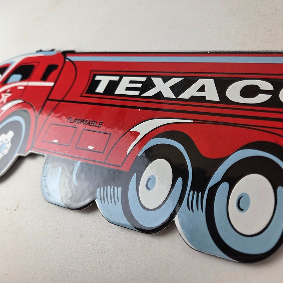 Vintage Texaco Gasoline Porcelain Sign - Gas Sales Service Grease Truck Sign - Image 12