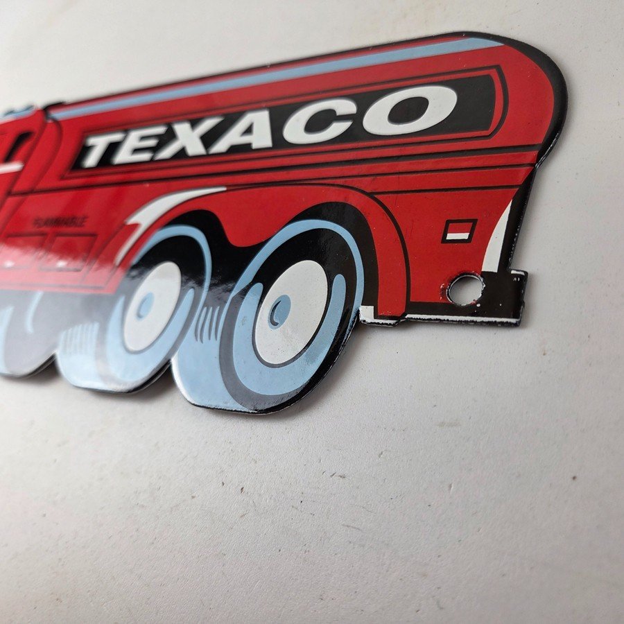 Vintage Texaco Gasoline Porcelain Sign - Gas Sales Service Grease Truck Sign - Image 13