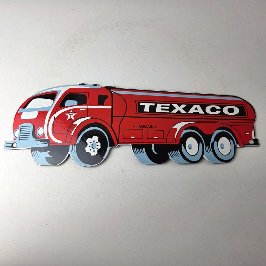 Vintage Texaco Gasoline Porcelain Sign - Gas Sales Service Grease Truck Sign - Image 15