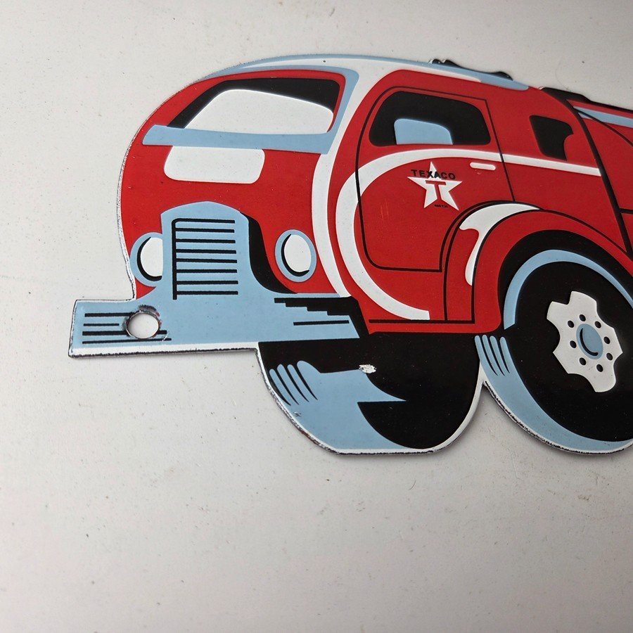 Vintage Texaco Gasoline Porcelain Sign - Gas Sales Service Grease Truck Sign - Image 6