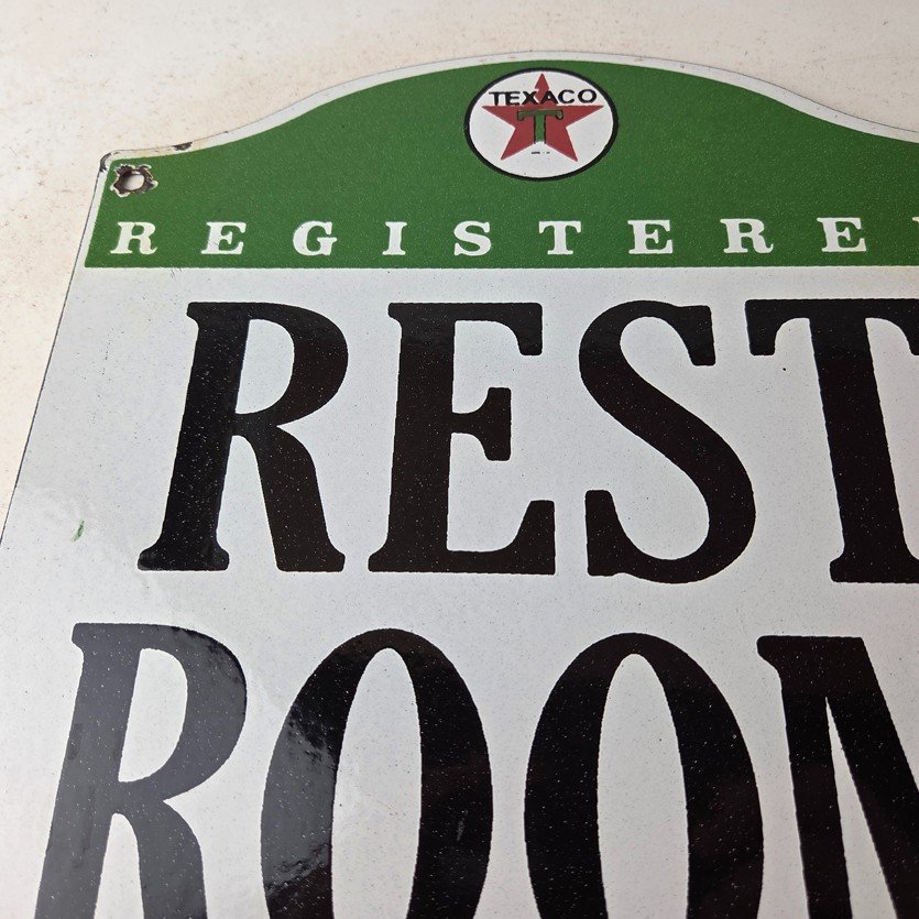 Vintage Texaco Gasoline Sign - Gas Service Rest Rooms Pump Porcelain Sign - Image 3