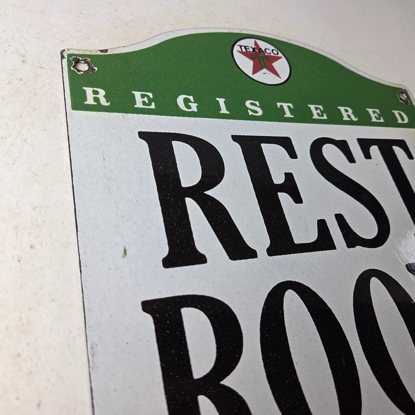 Vintage Texaco Gasoline Sign - Gas Service Rest Rooms Pump Porcelain Sign - Image 5