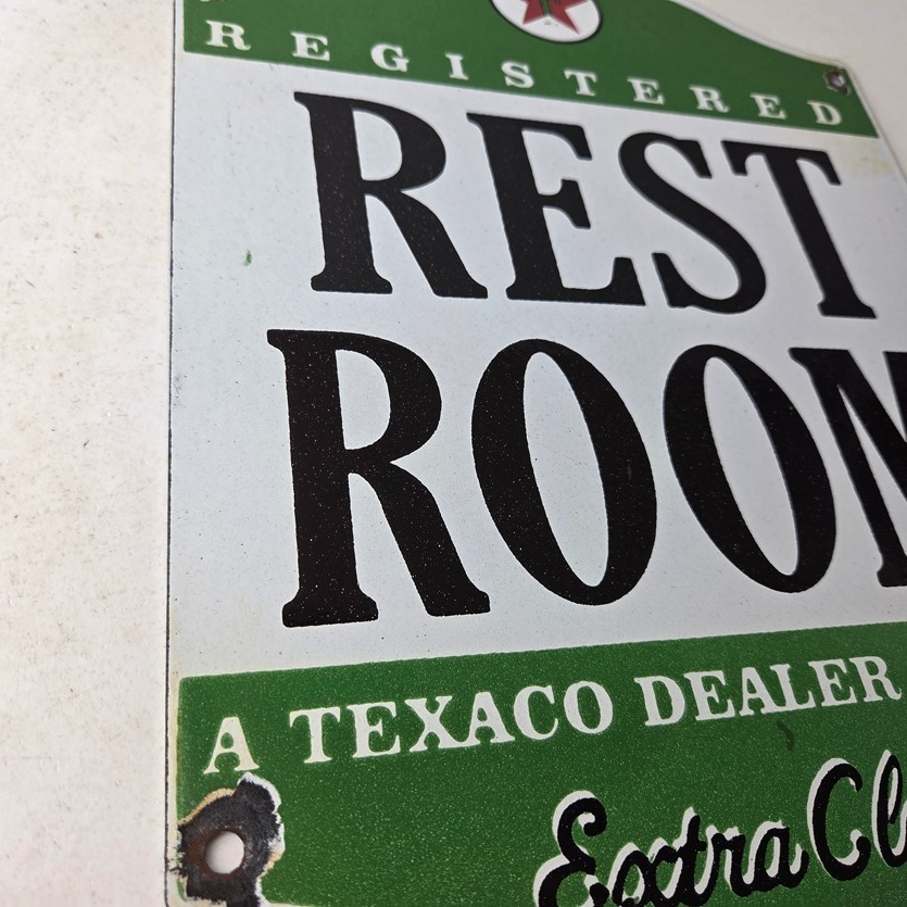 Vintage Texaco Gasoline Sign - Gas Service Rest Rooms Pump Porcelain Sign - Image 6