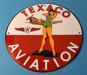 Vintage Texaco Gasoline Sign Pinup Girl Sign Gas Motor Oil Pump Porcelain Sign 305898973807