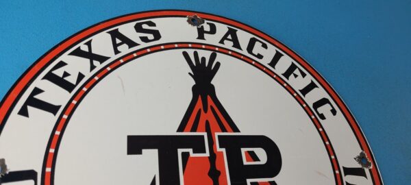 Vintage Texas Pacific Motor Oil Sign Gas Pump Porcelain Service Station Sign 305703590377 4