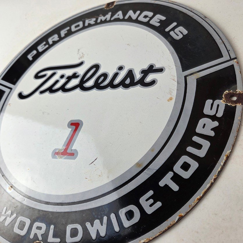 Vintage Titleist Golf Sign - #1 Ball Golfing Dealer Porcelain Gas Pump Sign - Image 13