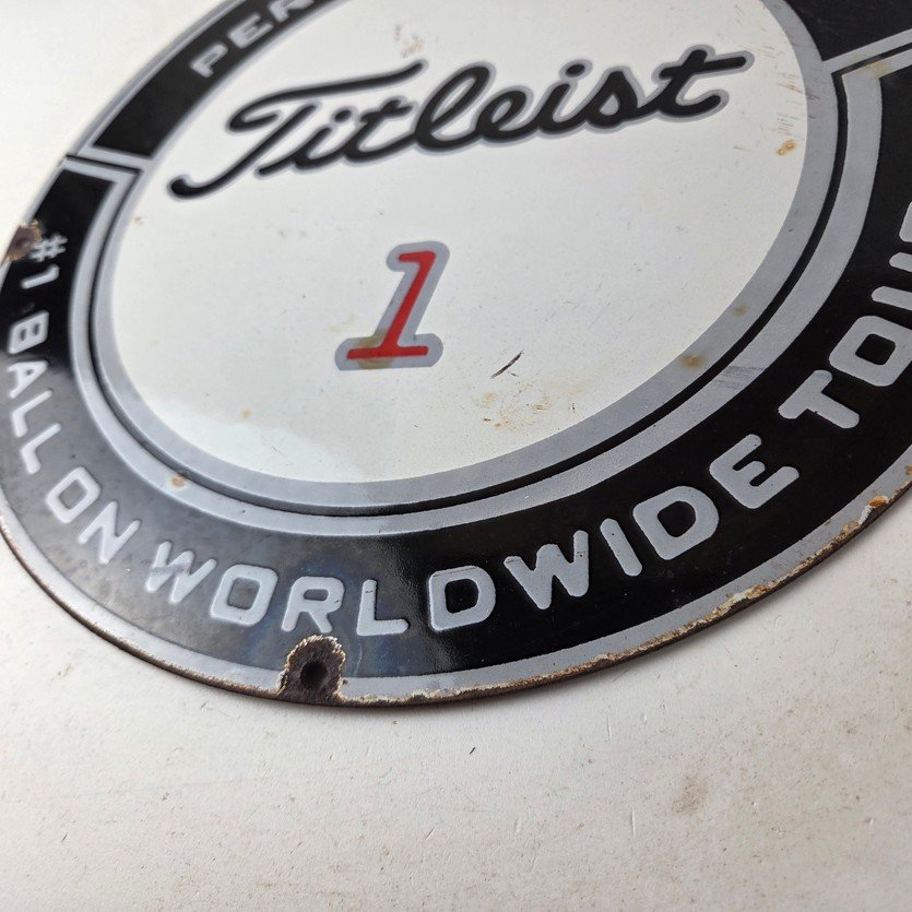 Vintage Titleist Golf Sign - #1 Ball Golfing Dealer Porcelain Gas Pump Sign - Image 14