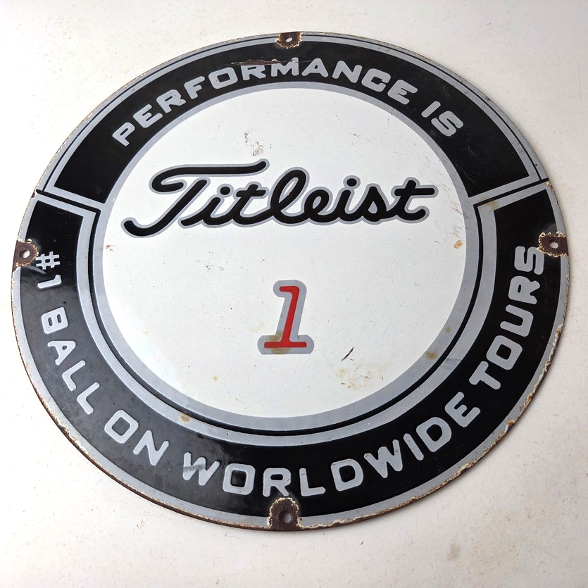 Vintage Titleist Golf Sign - #1 Ball Golfing Dealer Porcelain Gas Pump Sign - Image 15
