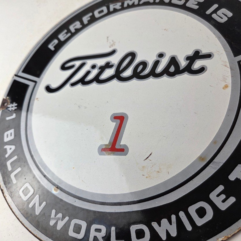 Vintage Titleist Golf Sign - #1 Ball Golfing Dealer Porcelain Gas Pump Sign - Image 4