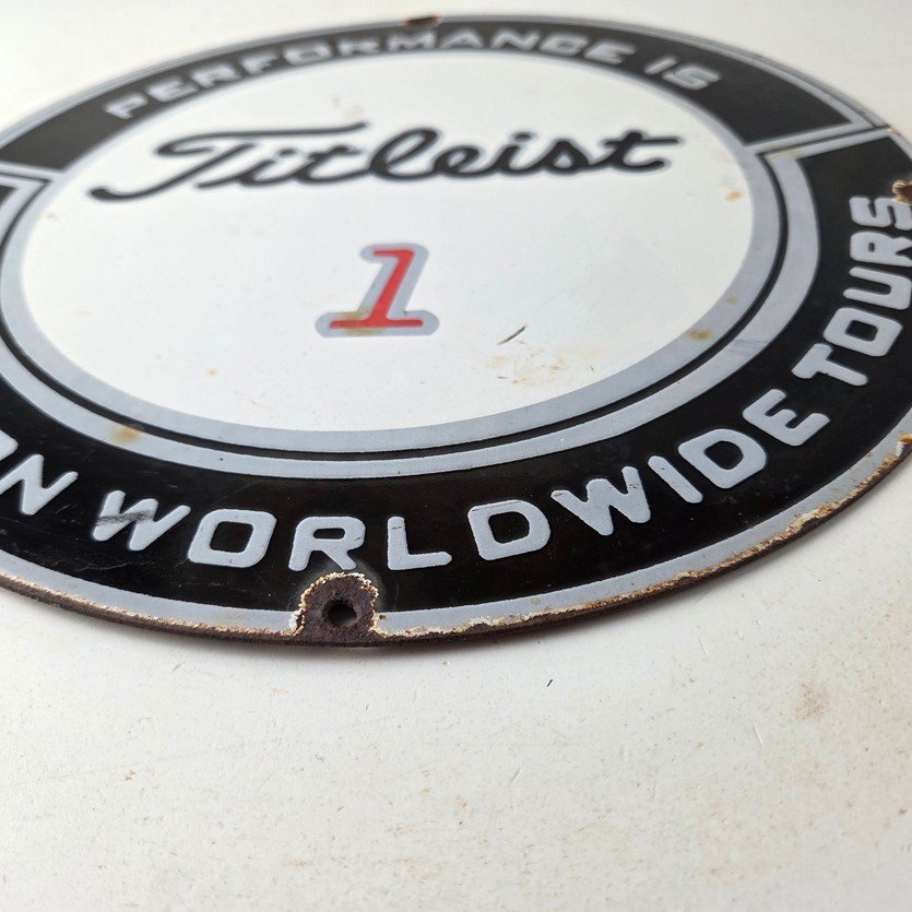 Vintage Titleist Golf Sign - #1 Ball Golfing Dealer Porcelain Gas Pump Sign - Image 10