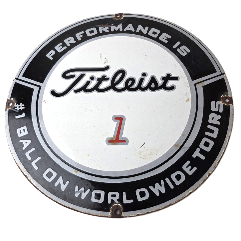 Vintage Titleist Golf Sign - #1 Ball Golfing Dealer Porcelain Gas Pump Sign