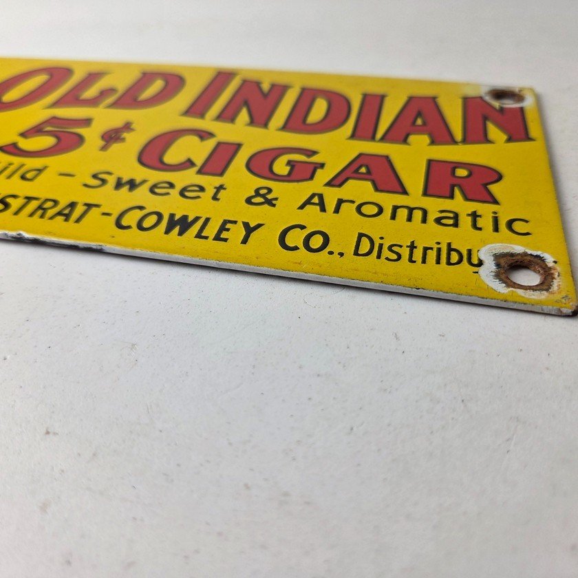 Vintage Tobacco Porcelain Sign - Old Indian Cigars Gas Cigarette Pump Sign - Image 14