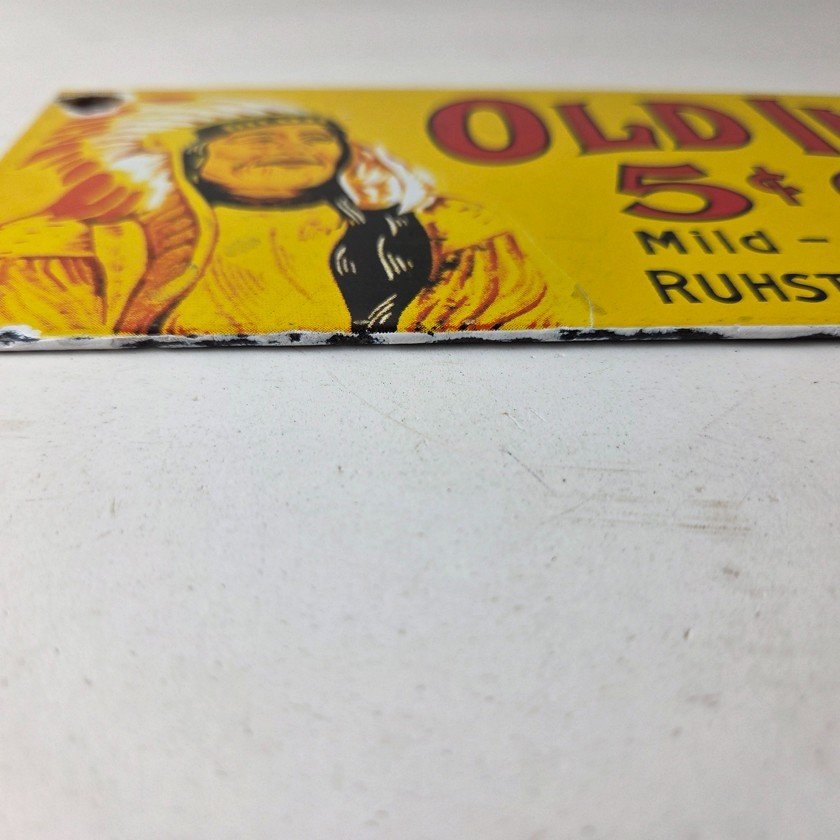 Vintage Tobacco Porcelain Sign - Old Indian Cigars Gas Cigarette Pump Sign - Image 10