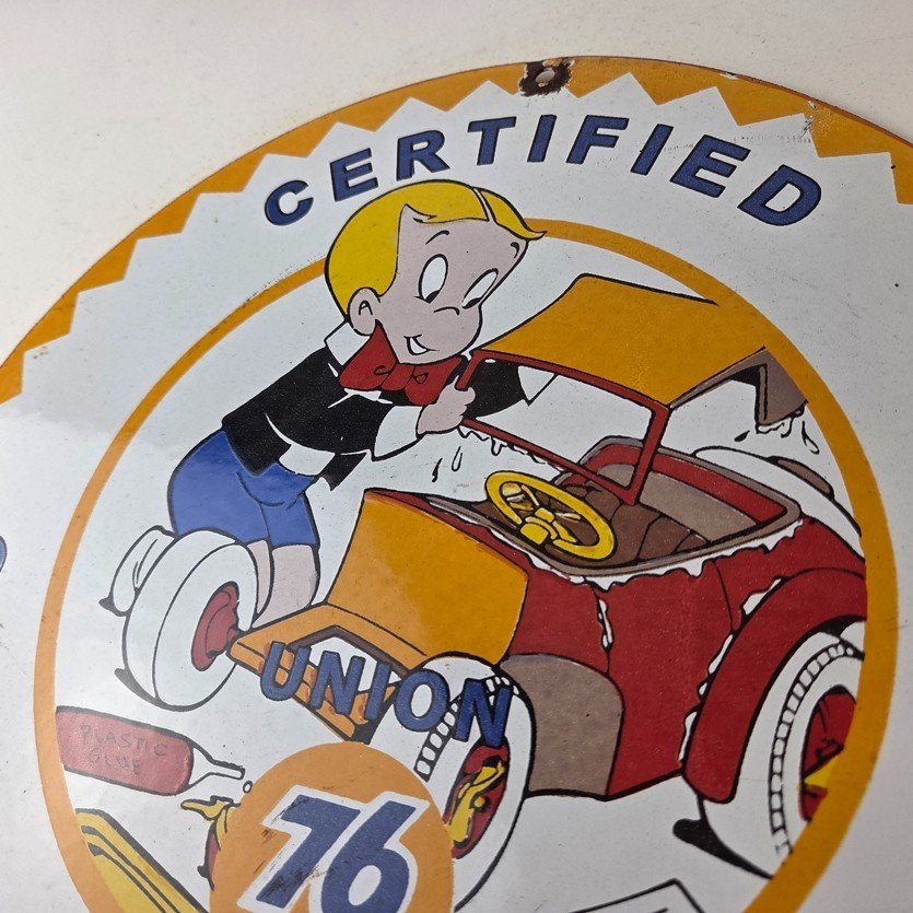 Vintage Union 76 Service Sign - Gas Pump Service Station Mechanic Porcelain Sign - Image 12