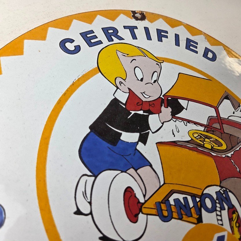 Vintage Union 76 Service Sign - Gas Pump Service Station Mechanic Porcelain Sign - Image 5