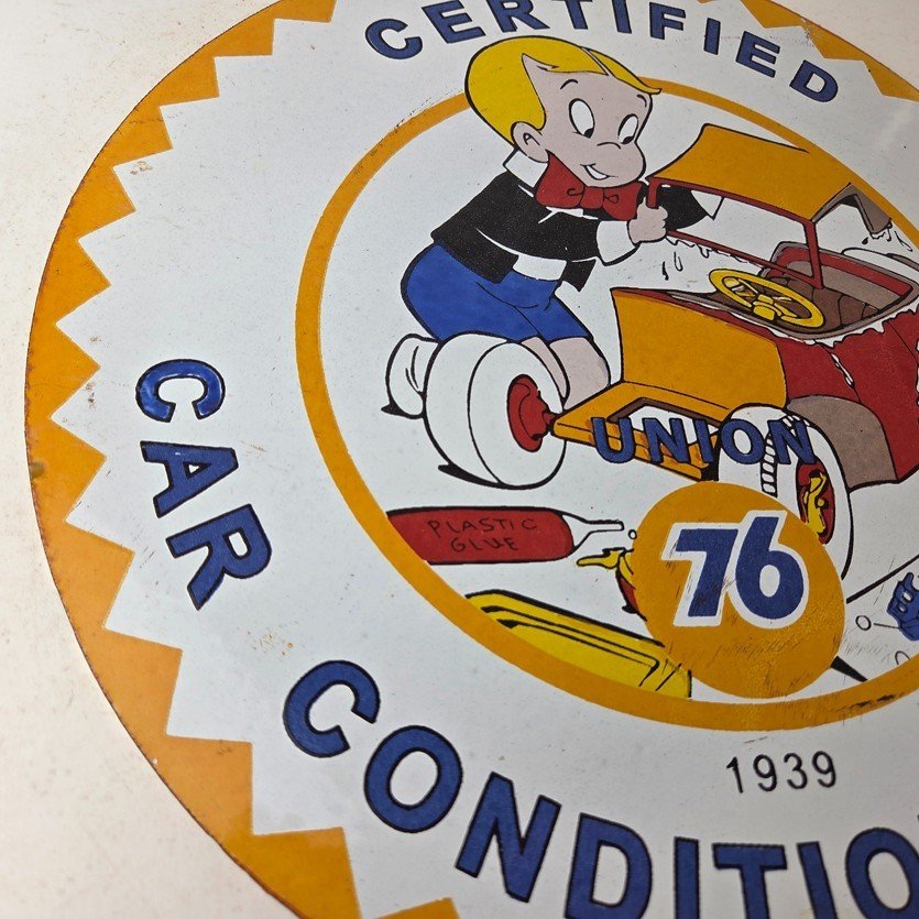 Vintage Union 76 Service Sign - Gas Pump Service Station Mechanic Porcelain Sign - Image 6