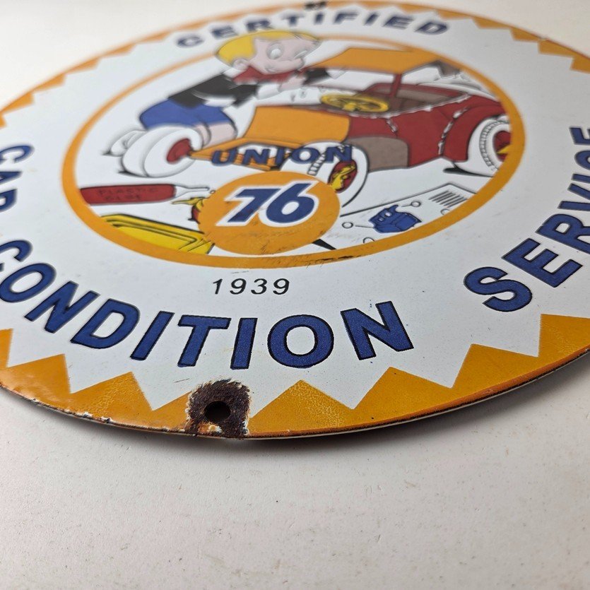 Vintage Union 76 Service Sign - Gas Pump Service Station Mechanic Porcelain Sign - Image 10